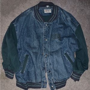 Denim / Dark Green Bomber Jacket